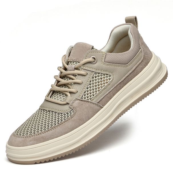 Mesh Pigskin Men's Shoes Men's Mesh Sports And Leisure Retro Board Shoes Men_voghion.com