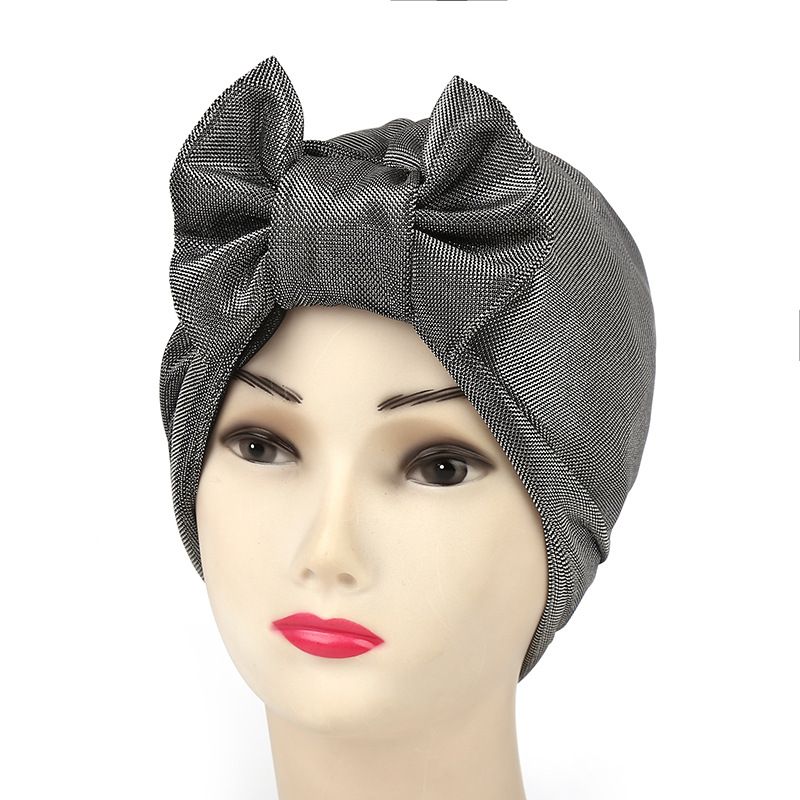 Chapeaux pour femmes, couleur unie, avec nœud mobile en soie brillante, turban indien fin d'été_voghion.com