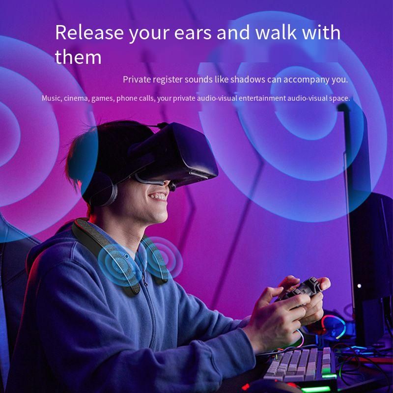 New Neck-Hanging Wireless Bluetooth Fabric Subwoofer Stereo Open Audio Gaming Speaker_voghion.com