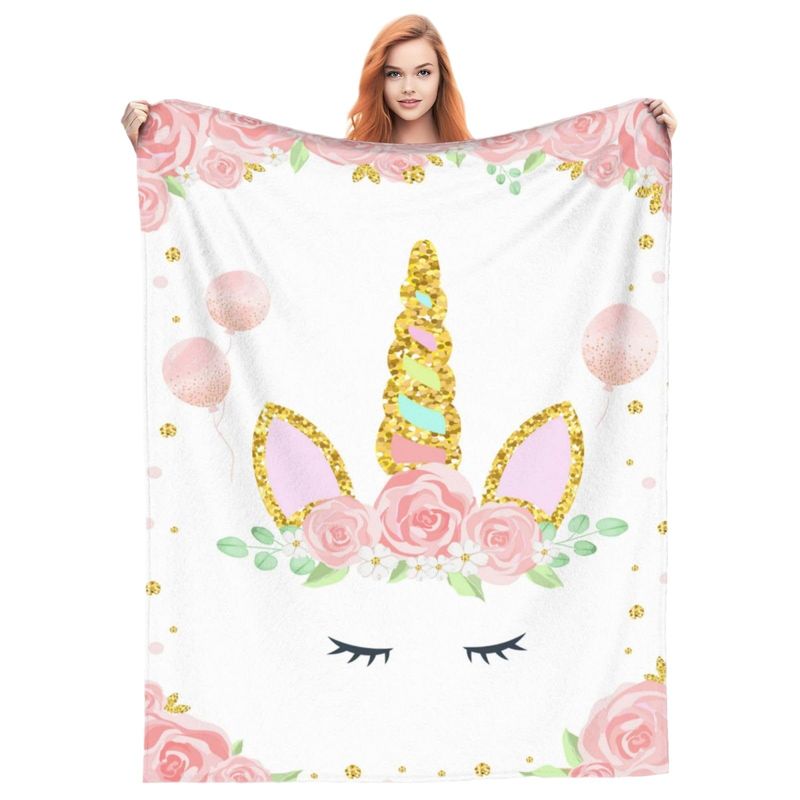 Couverture licorne rose douce pour chambre à coucher, salon, canapé, bureau, décoration_voghion.com