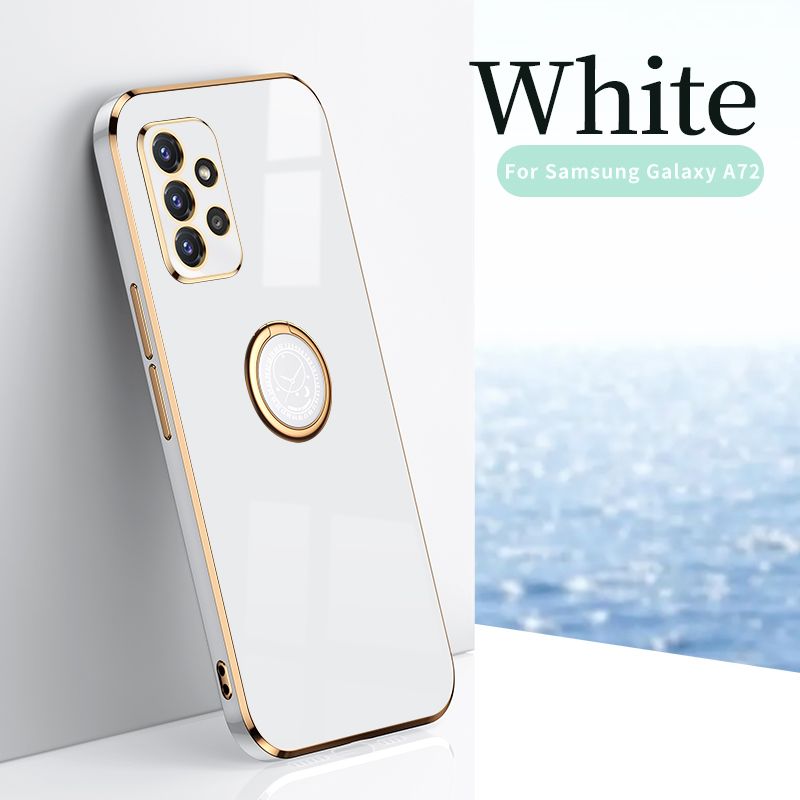 Per Samsung A52 A52S 5G Custodia in silicone placcatura Custodia protettiva per Samsung Galaxy A52 S A72 A32 A22 5G Anello di lusso con supporto posteriore_voghion.com