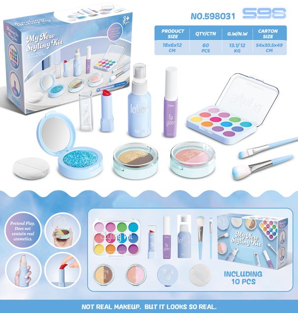 Set di trucco per bambine con specchio a forma di cuore e flacone di profumo per giochi di ruolo per bambine (rosa/blu/nero)_voghion.com