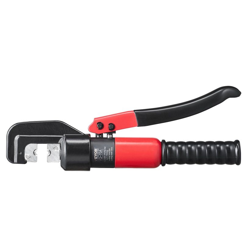 VEVOR Hydraulic Crimping Tool With 9 Sets Of Dies AWG12-2/0 Copper And Aluminum Terminal Battery Lug Crimper, With A Cutting Pliers, Gloves, 10pcs Copper Ring Connectors, 8pcs Heat Shrink Sleeves_voghion.com