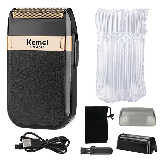 Kemei Erkekler İçin Elektrikli Tıraş Makinesi Su Geçirmez Çift Bıçaklı Alternatif Hareketli Kablosuz Tıraş Makinesi USB Şarj Edilebilir Tıraş Makinesi Berber Düzeltici_voghion.com