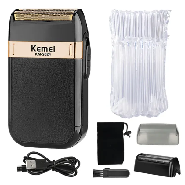 Kemei Erkekler İçin Elektrikli Tıraş Makinesi Su Geçirmez Çift Bıçaklı Alternatif Hareketli Kablosuz Tıraş Makinesi USB Şarj Edilebilir Tıraş Makinesi Berber Düzeltici_voghion.com