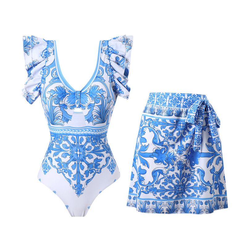 Einteiliger Badeanzug für Damen, sexy, eng anliegende Bademode, schnelltrocknender Print, hoher Taillenbadeanzug mit herausnehmbarer Polsterung_voghion.com