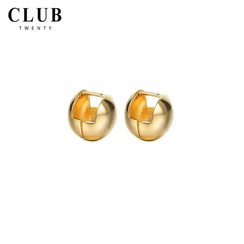 K Reales Gold Runde Einfache Temperament Ohrringe Ins Kalten Stil Sterling Silber Ohr Nadel_voghion.com
