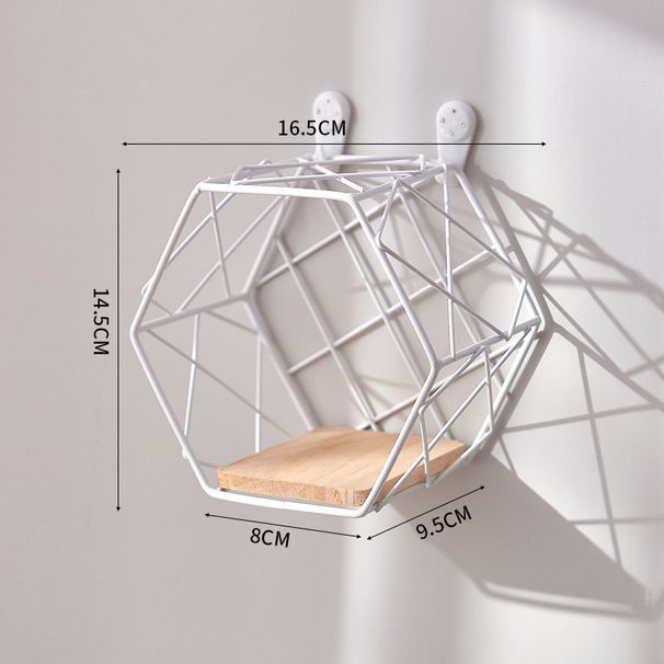 Wall Shelf Set - No Drill Floating Shelves For Bedroom & Living Room, Metal Wall Mounted Storage Decor With Modern Geometric Design_voghion.com