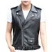Slim Punk Motorrad ärmellose Jacke diagonal Reißverschluss PU Lederweste für Männer_voghion.com