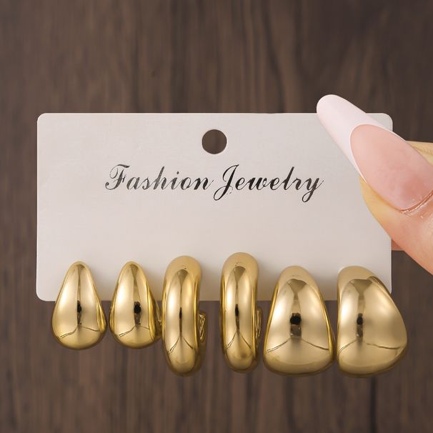 Set di orecchini geometrici creativi di design, pezzi multipli, orecchini esagerati per donna, materiale CCB_voghion.com