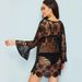Flutter-Sleeve Lace Cover-Up Dress – Breezy Beach Tunic With Cutout Details (One Size, Lightweight Polyester)_voghion.com
