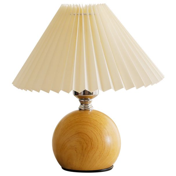 Lámpara plisada de estilo INS de escritorio de alta apariencia para dormitorio de celebridades de Internet de chicas nórdicas, luz de noche simple para enfermería_voghion.com