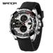 Men's Multi-Function Digital Watch With Interchangeable Straps - Waterproof, Luminous, Triple Time Zones, Stopwatch, Alarm, Calendar Round Dial Watch_voghion.com
