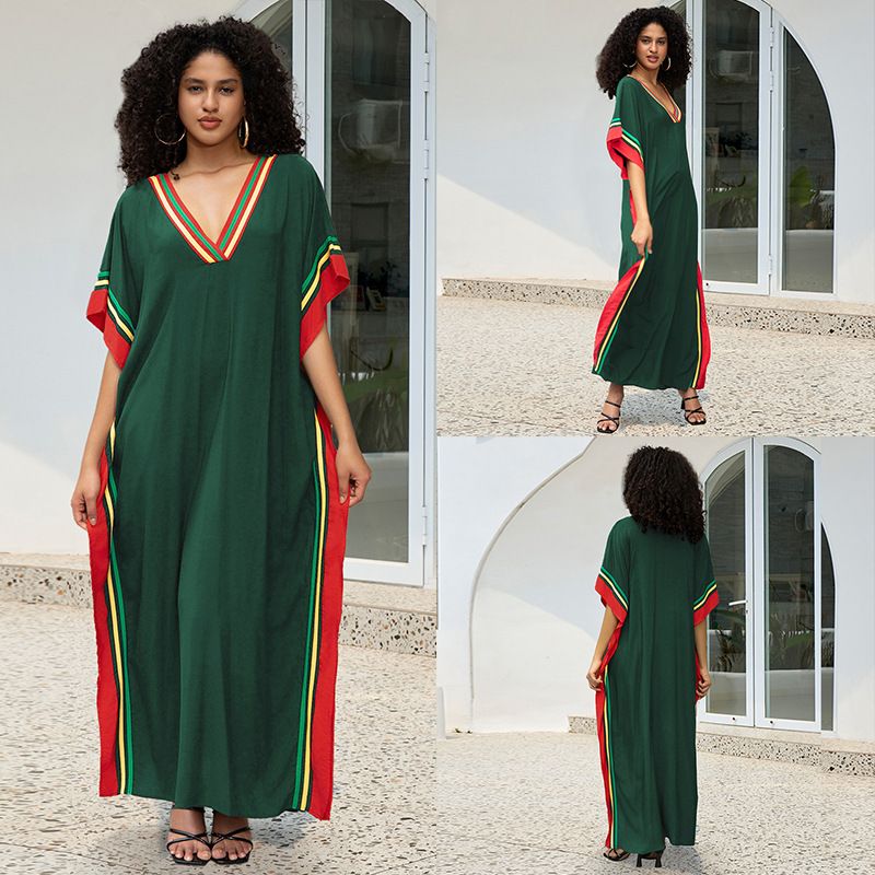 Copricostume da spiaggia taglie forti da donna - Kimono lungo boho leggero in 100% cotone per le vacanze, costume da bagno avvolgente_voghion.com