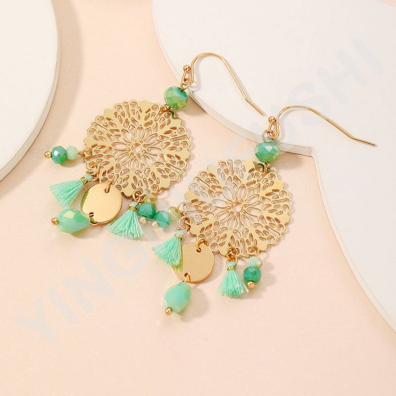 Orecchini creativi con nappa e cristalli, alla moda, in oro_voghion.com