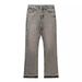 Men's Clothing Version Of The Washed Hem Tassel Slightly Flared Grey Jeans Retro High Street Vibe Style Men's Trend_voghion.com