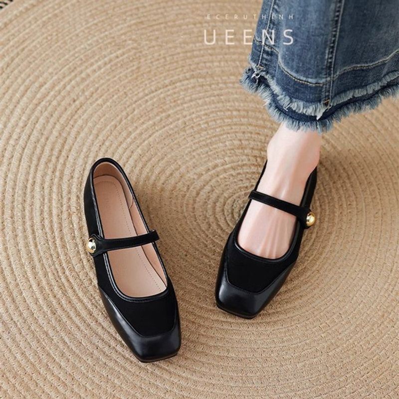 Mary Jane Single Shoes Women's Flat Shoes Temperament Red With Skirt Evening Shoes_voghion.com