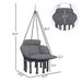 Hammock Swing Chair, Macrame Hanging Chair With Large Cushion, Chain, Steel Frame For Indoor Outdoor Use, Dark Gray_voghion.com