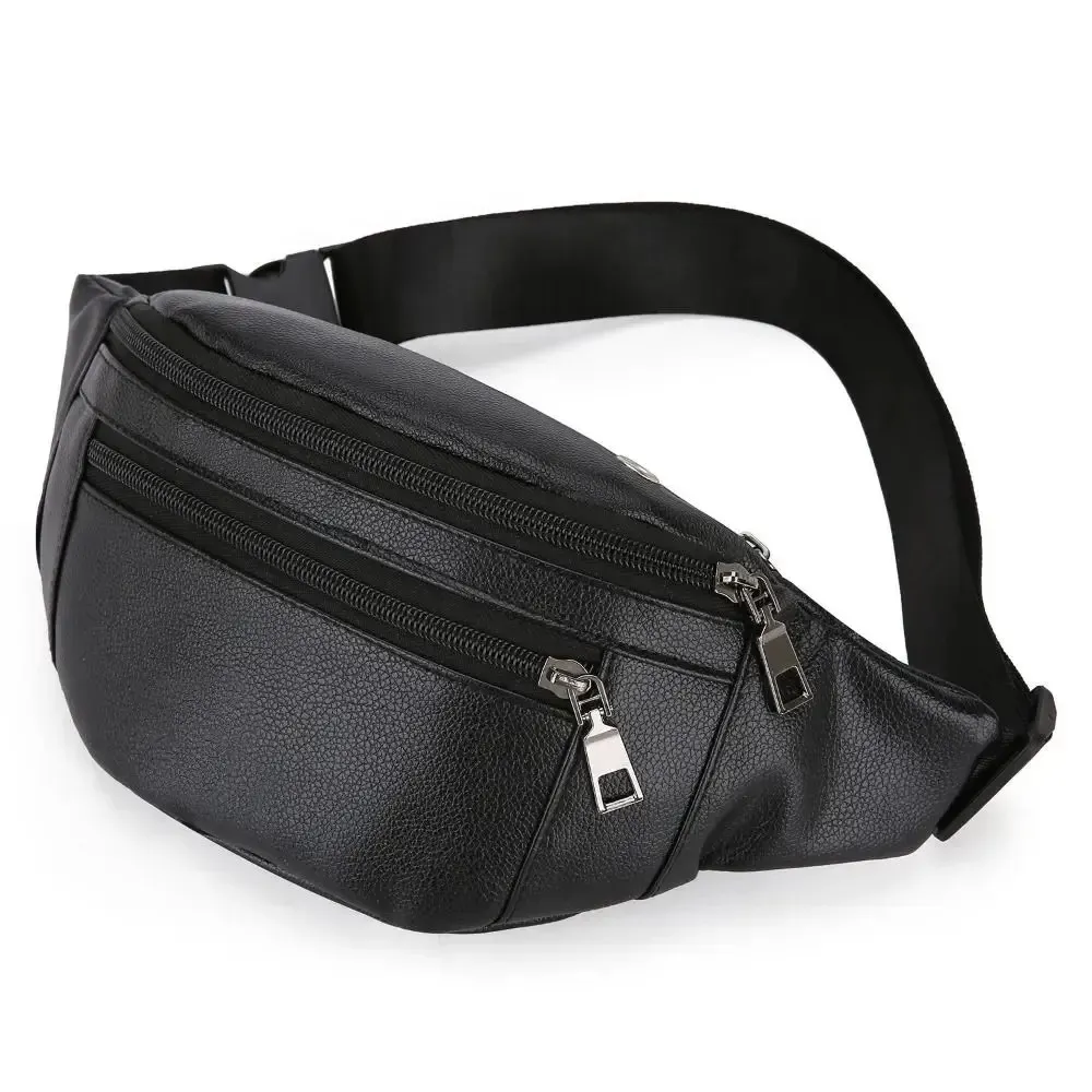 Business Leather Waist Bag Multifunctional Cash Wallets Outdoor Crossbody Bags Waterproof Sporting Pack Traveling Man_voghion.com
