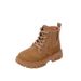 Mother & Kids Short Boots Fashionable Girls' Chunky Ankle Boots | Fashion Kids' Leather Boots | Side Zipper | Ages 3-12 | Black & Tan Brown_voghion.com