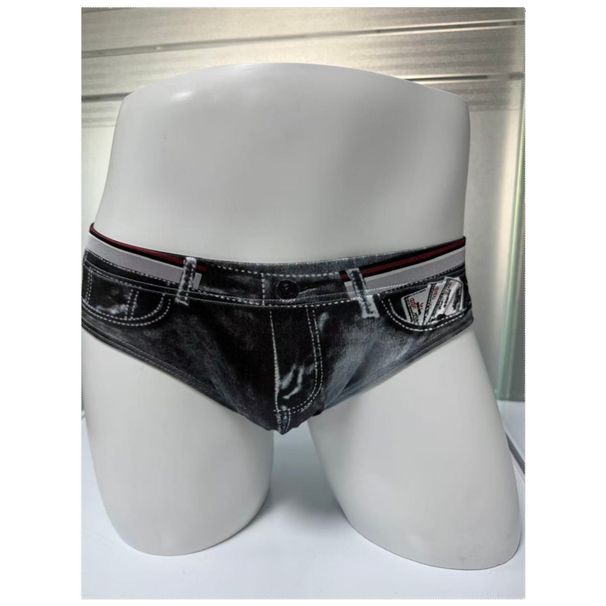 LuvBox Wholesale Inner Cool Herren-Badeslips aus Eisseide mit niedrigem Bund und formender Wirkung, Denim-Print_voghion.com