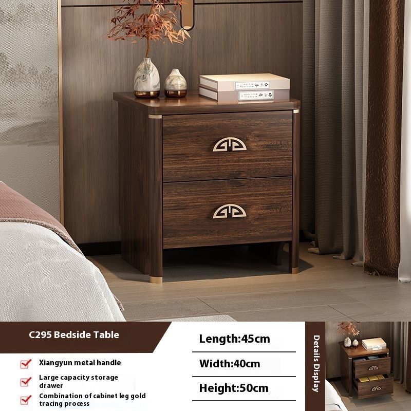 Table New Chinese Style Smart Simple Modern Bedroom Small Wireless Charging With Lamp Solid Wood Color Bedside Cabinet_voghion.com