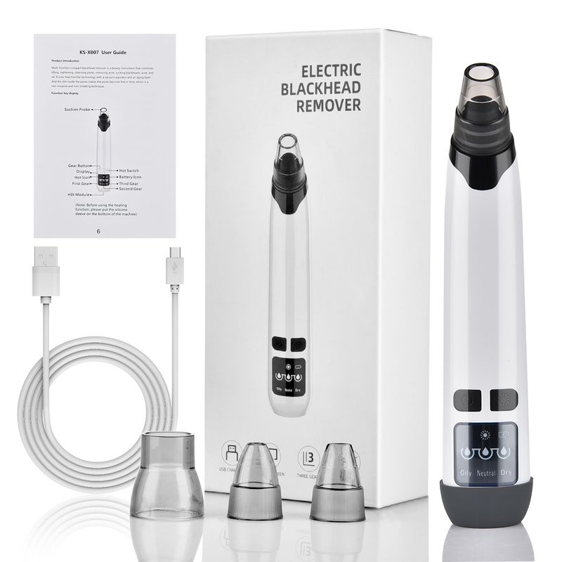 Limpiador de poros con compresa caliente eléctrica para eliminar puntos negros, limpiador facial profundo para nariz, zona T, acné y poros_voghion.com