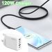 120 W 5-Port USB-C PD Schnellladegerät Stecker, 4 Port QC3.0 Wandadapter für iPhone/iPad_voghion.com
