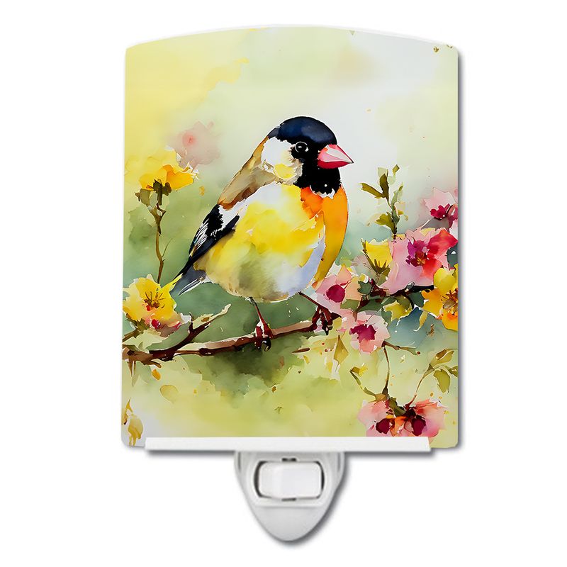 NEW Goldfinch Ceramic Night Light Compact, UL-Certified, Ideal for Bedroom, Bathroom, Nursery, Hallway, Kitchen, 6x4x3, Multicolor_voghion.com