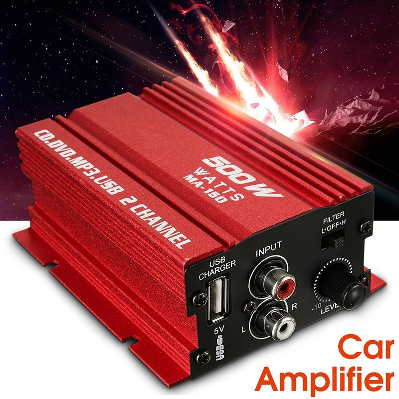 Hitech 500W 12V Mini 2CH HiFi Stereo Audio Power Amplifier Car MP3 Speaker Portable_voghion.com