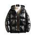 Men's Solid Color Shiny Cotton Coat Trend Reflective Loose Zipper Hooded Thickened Cotton Coat_voghion.com