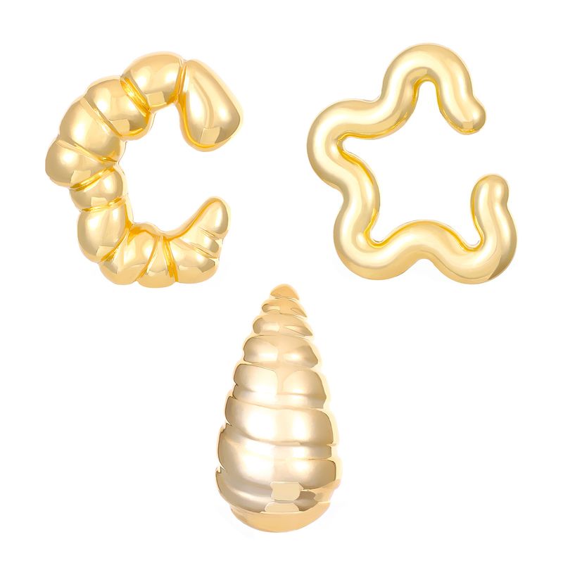 Fashionable And Exaggerated C-shaped With Water Droplet Texture Set Without Ear Holes, Personalized Earring Clip_voghion.com