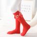 Children's socks autumn and winter style red festive new year cute tassel three dimensional bow girls calf socks comfortable cotton socks_voghion.com