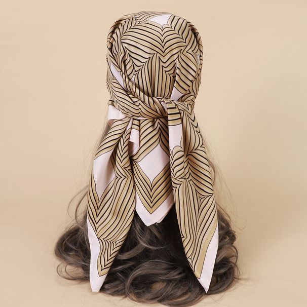 New 90cm Large Square Thin Shawl Stripe Splicing Fashionable Simple Lightweight Breathable Silk Scarf_voghion.com