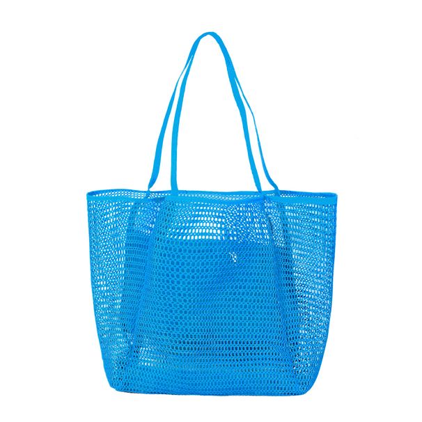 Woven Travel One shoulder Mesh Simple Handbag Outing Portable Beach Bag Available_voghion.com