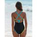 2025 New Color-Block Strap One-Piece Swimsuit Women Bikini_voghion.com