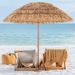 6.5 Feet Thatched Tiki Umbrella With Foldable Stand Push Button Tilt_voghion.com