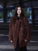 Nuovo cappotto spesso in pelle di pecora scamosciata marrone di media lunghezza Melad Small Style 2024 per donna Autunno Inverno_voghion.com