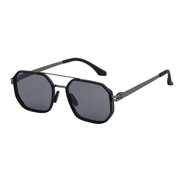 Retro Screwless Polarized Sunglasses Men's Square Frame Sunglasses Men Sunglasses_voghion.com