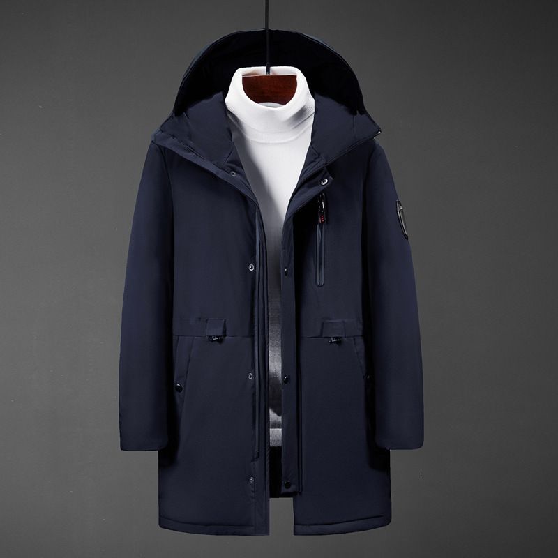 Giacca invernale riscaldata da uomo – Parka termico foderato con tasche con cerniera, cappotto con cappuccio slim fit per freddo estremo (M-5XL, nero/blu navy/verde)_voghion.com