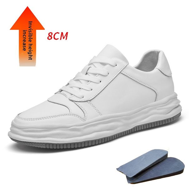 Scarpe casual bianche in rilievo con rialzo interno invisibile da uomo, scarpe da tavola invisibili, scarpe da uomo_voghion.com