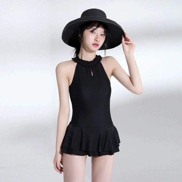 Women's New One-Piece Swimsuit Korean Pure Desire Ins Style Skirt Cover Belly Slimming High-End Backless Hot Spring_voghion.com