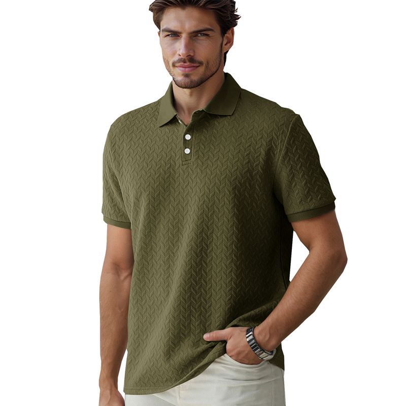 Camisa polo para hombre, color liso, manga corta, informal, con solapa ajustada_voghion.com