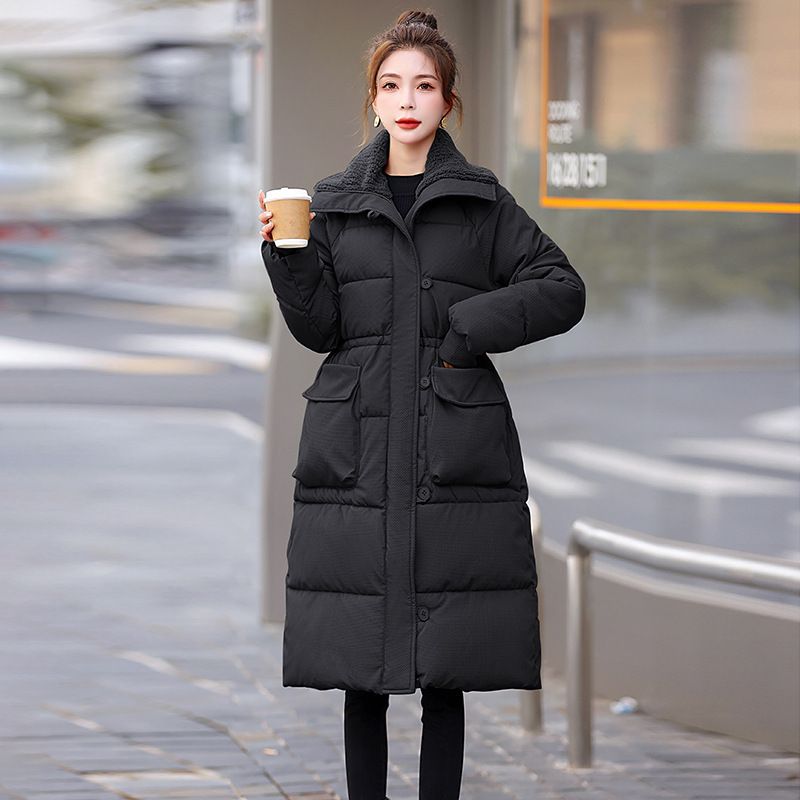 Longline Puffer Coat With Oversized Lapel – Lightweight Quilted Down Alternative (M-2XL, Polyester-Acetate Blend, College Chic Winter Essential)​_voghion.com