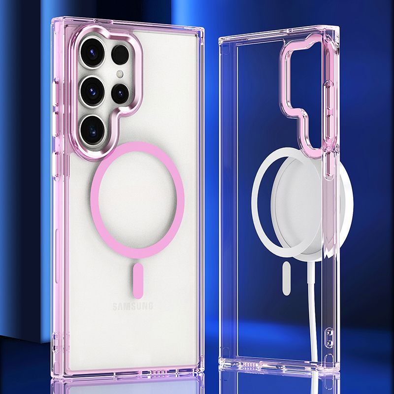 Transparent Magnetic Wireless Charge Case Magsafe For Samsung S23 S24 Plus S23Ultra S24Ultra Fall Prevention Back Cover_voghion.com