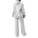 Completo da donna con felpa con cappuccio e pantaloni a gamba larga - Tuta casual oversize in nero/grigio (S-XXL)_voghion.com