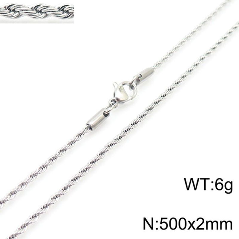 Men's Necklaces Minimalist Style Trendy Thick And Thin Clavicle Chain Accessories Rock Hip Hop Steel Color Titanium Steel Twist Chain Necklace_voghion.com