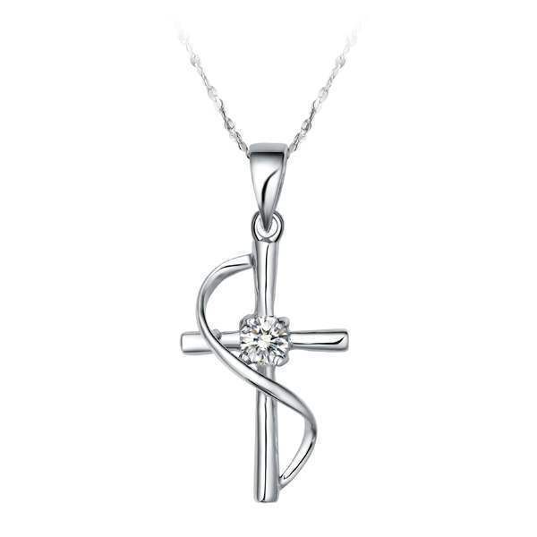Set di orecchini con collana e ciondolo a croce in stile punk, moda creativa e popolare_voghion.com