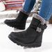 Botas femininas de algodão à prova d'água, tamanho 45, com velcro largo e cano médio, pele de coelho, pelúcia para neve e atividades ao ar livre_voghion.com