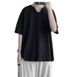 Waffle solid color U-neck short T-shirt for men's summer lazy style trend casual loose knit half sleeved clothes_voghion.com